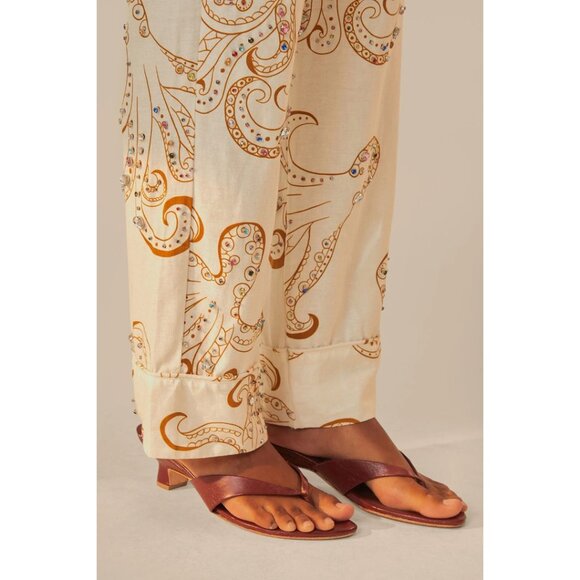 NWT FARM Rio Off-White Octopus Fun Euroflax Premium Linen Pants Large - Picture 4 of 6